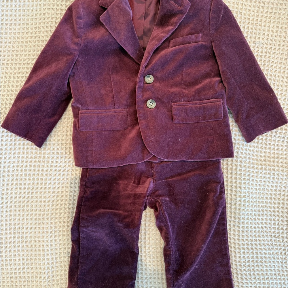 Janie & Jack Velveteen Purple Suit Jacket and Pants Set